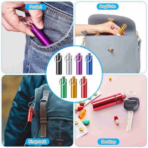 Pacote com 7 porta-pílulas, caixa de comprimidos de liga de alumínio premium para 7 dias, estojo peq