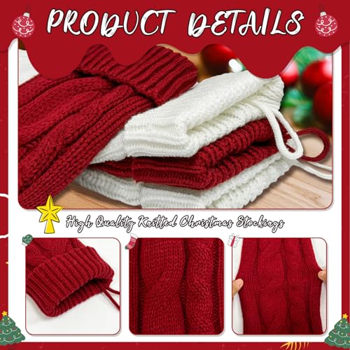 OurWarm Pacote com 4 meias de Natal personalizadas com nomes, meias brancas vermelhas tradicionais d