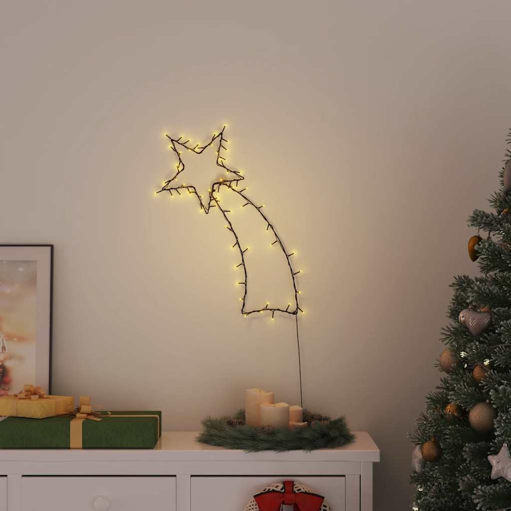 Weihnachtsbeleuchtung Sternschnuppen-Silhouette mit 80 LEDs, warmweißes Licht, Kunststoff, 29 x 61 cm, USB Stromversorgung, 8 Lichteffekte, Innenbereich, festliche Fenster- und Wanddeko