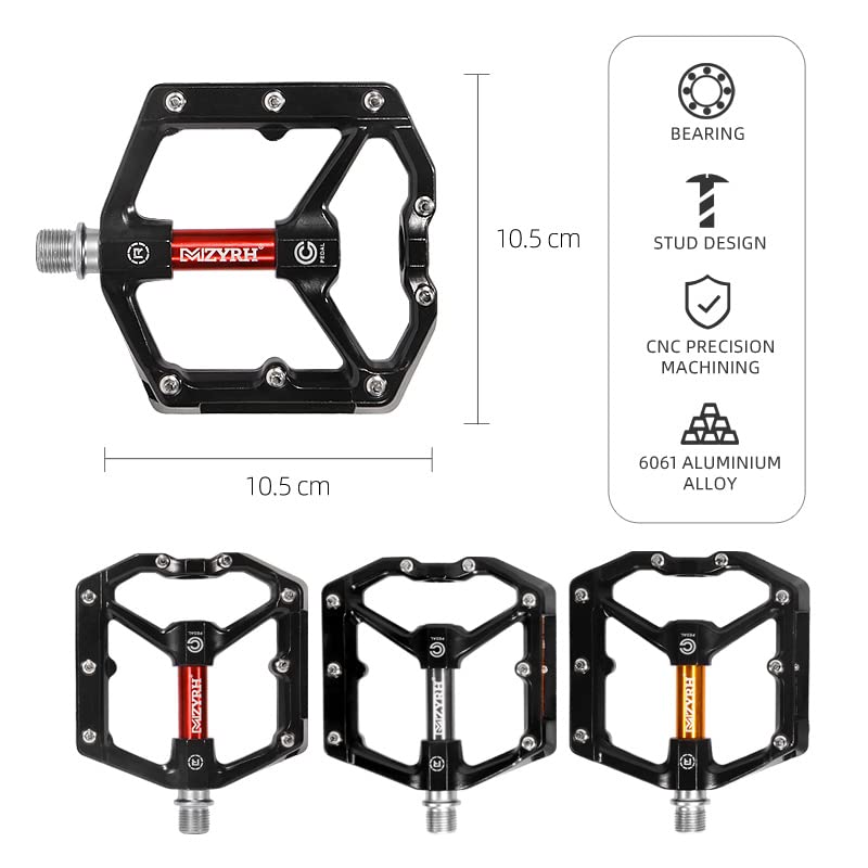 Pedali per Bicicletta Riflettenti in Alluminio/Nylon con Cuscinetti sigillati, per Bici da Strada, BMX, MTB, Antiscivolo e Impermeabili (Colore: MZ-928 Rosso)