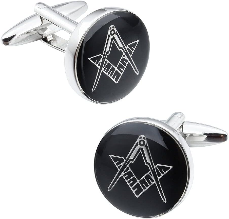 Freemason Masonic Cufflinks and Tuxedo Studs Set in Gift Box, Easy to Wear, Gifts or Jewelry for Men, Wedding Accessories.