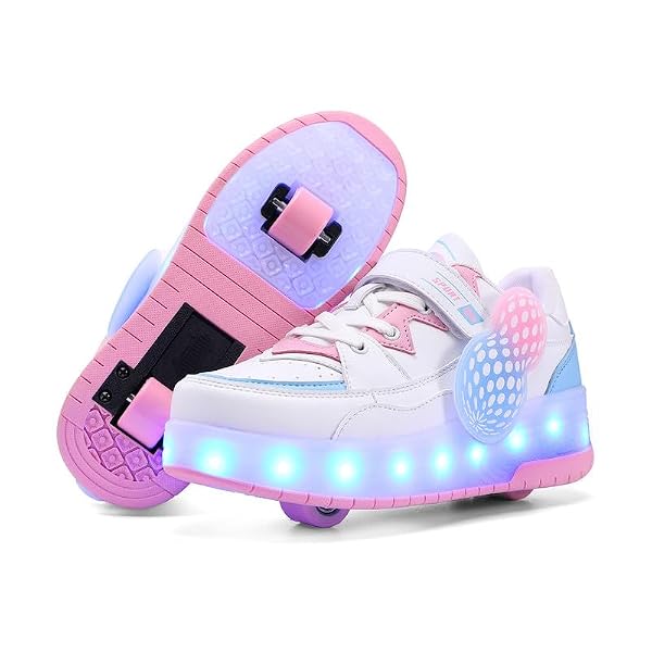 Pairduck Girls Retractable Roller Shoes with LED for Outdoor Activities by Pairduck - Used condition - US$15.83