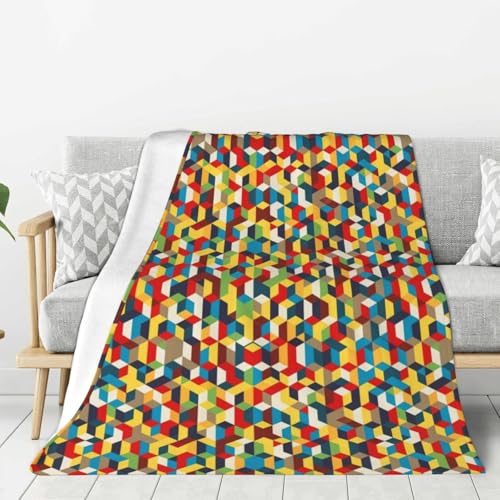 MZERSE Cozy Flannel Blanket for Men Women, Cube World, Lightweight Fuzzy Blankets Queen King Size, Warmer Personalized Throw Blanket for Sofa Couch Bed Birthday, 80"x60"