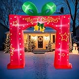 OurWarm 10 FT Christmas Inflatable Outdoor Decoration, Giant Red Present Box Christmas Archway Inflatable, Christmas Blow Ups Built-in LED Lights, Christmas Inflatables Arch for Xmas Lawn Yard Garden