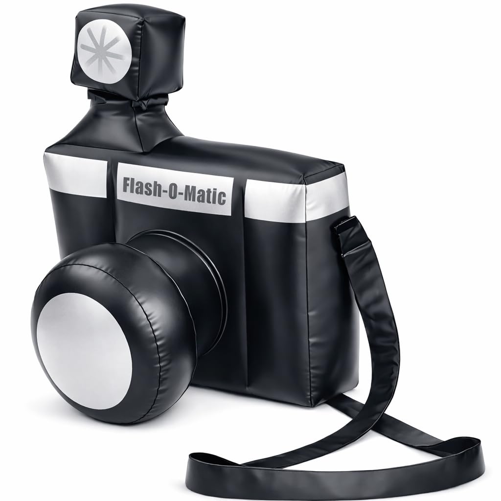 Inflatable Camara | Large Inflatable Clown Camera | Paparazzi & Photobooth Props | Oversized Camera Prop | Black/Silver | 10H x 7.5W x 5.5D Inches