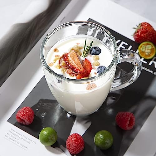 [6 Pack,12 Oz] Design•Master Premium Glass Coffee Mugs With Spoons. Transparent Tea Glasses For Hot/Cold Beverages, Perfect Design For Americano, Cappuccino, Tea And Beverage. #TOP5