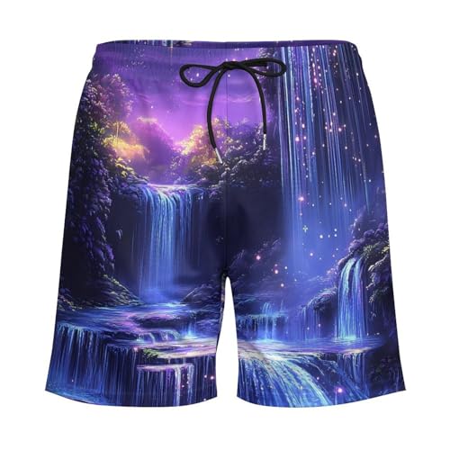 Moon Waterfall Mens Swim Trunks with Quick-Drying Lining Beach Shorts for Outdoor Sports3