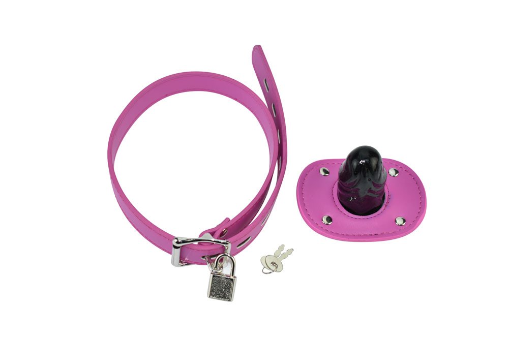 YiFeng Leather Lockable Ball Gag w/Lock Bondage Fetish Restraint Slave Roleplay Gimp 4 (Blue, Long): Short Hot Pink