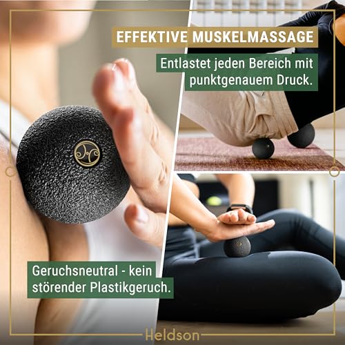 HELDSON® Premium Faszienball klein 2er Set [6cm & 8cm] - Faszien Ball hart - Faszienball für Füße - Massage Ball um Verspannungen in Nacken, Schulter zu lösen - Faszienkugel - Massageball Rücken