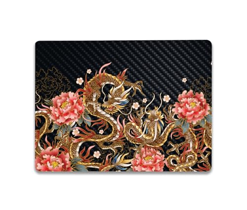 Image of MightySkins Carbon Fiber Skin Compatible with Microsoft Surface Laptop Go 3 (2023) Full Wrap Kit - Stitch Dragons | Protective Durable Textured Carbon Fiber Finish | Made in The USA