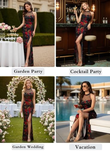 Image of VFSHOW Womens Halter Formal Prom Gala Wedding Guest Maxi Dress Evening Gown