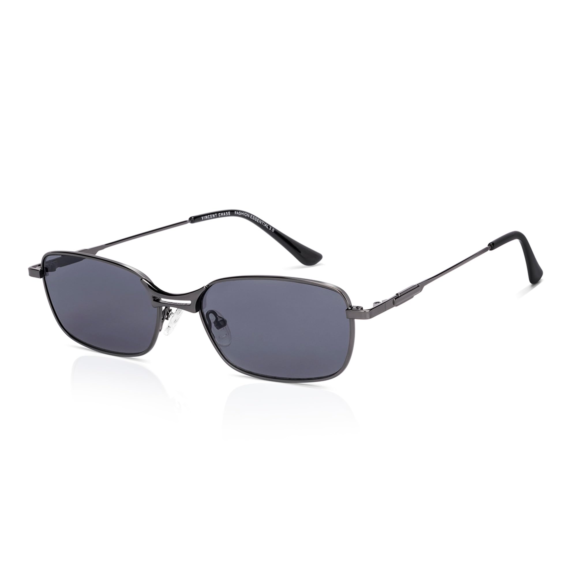 Vincent Chase By Lenskart | Gunmetal Gray Solid Full Rim Rectangular | Branded and Stylish Sunglasses | 100% UV Protected | Men & Women | Large | VC S17531-image-1