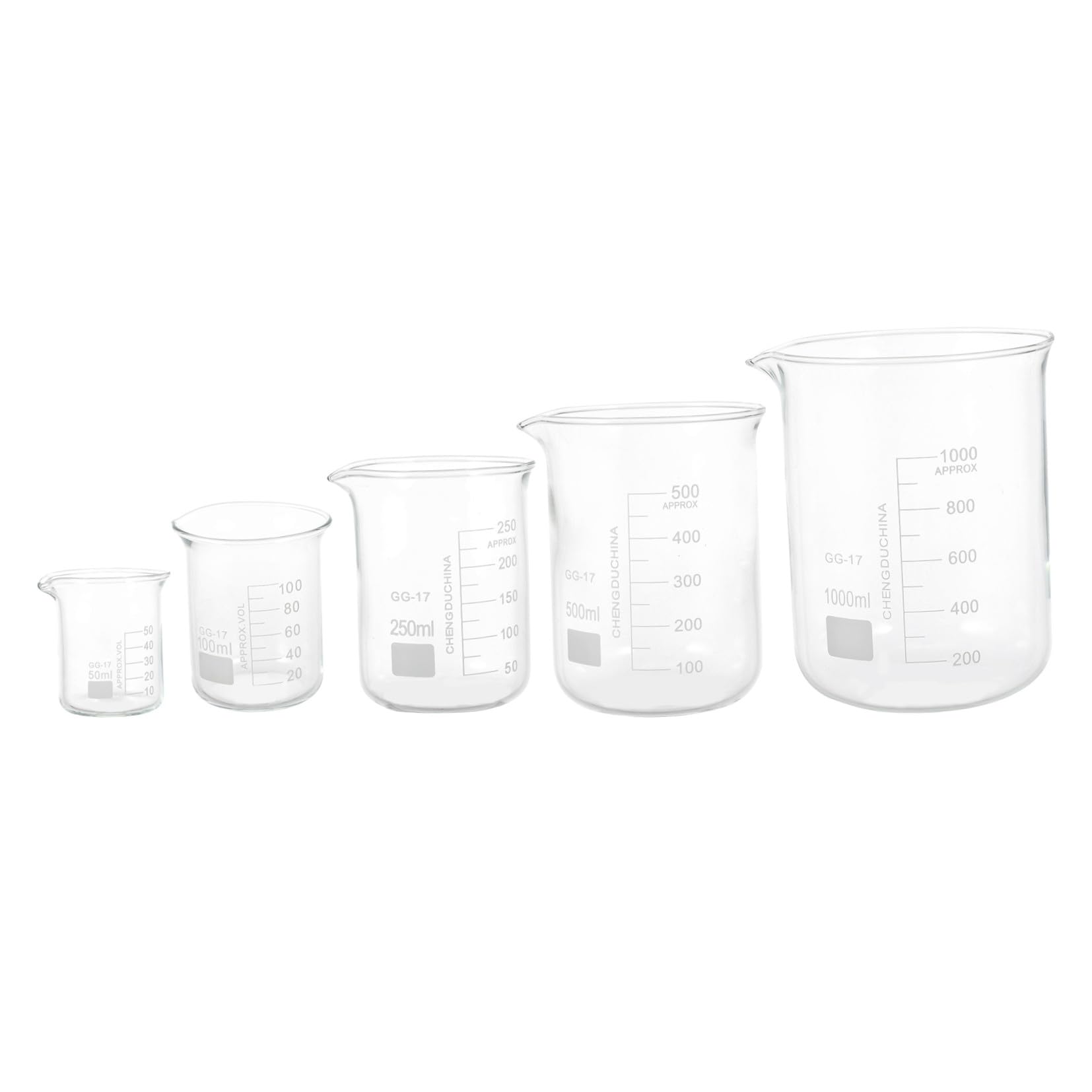 Homoyoyo 5pièces Béchers De Laboratoire Verre Transparent Gobelets Doseurs Gradués Pour Mesure Précise Outils De Mesure Pour Expériences