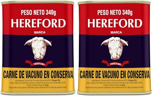 Hereford Carne de res enlatada, 1 lata de 340gr (Paquete de 2)