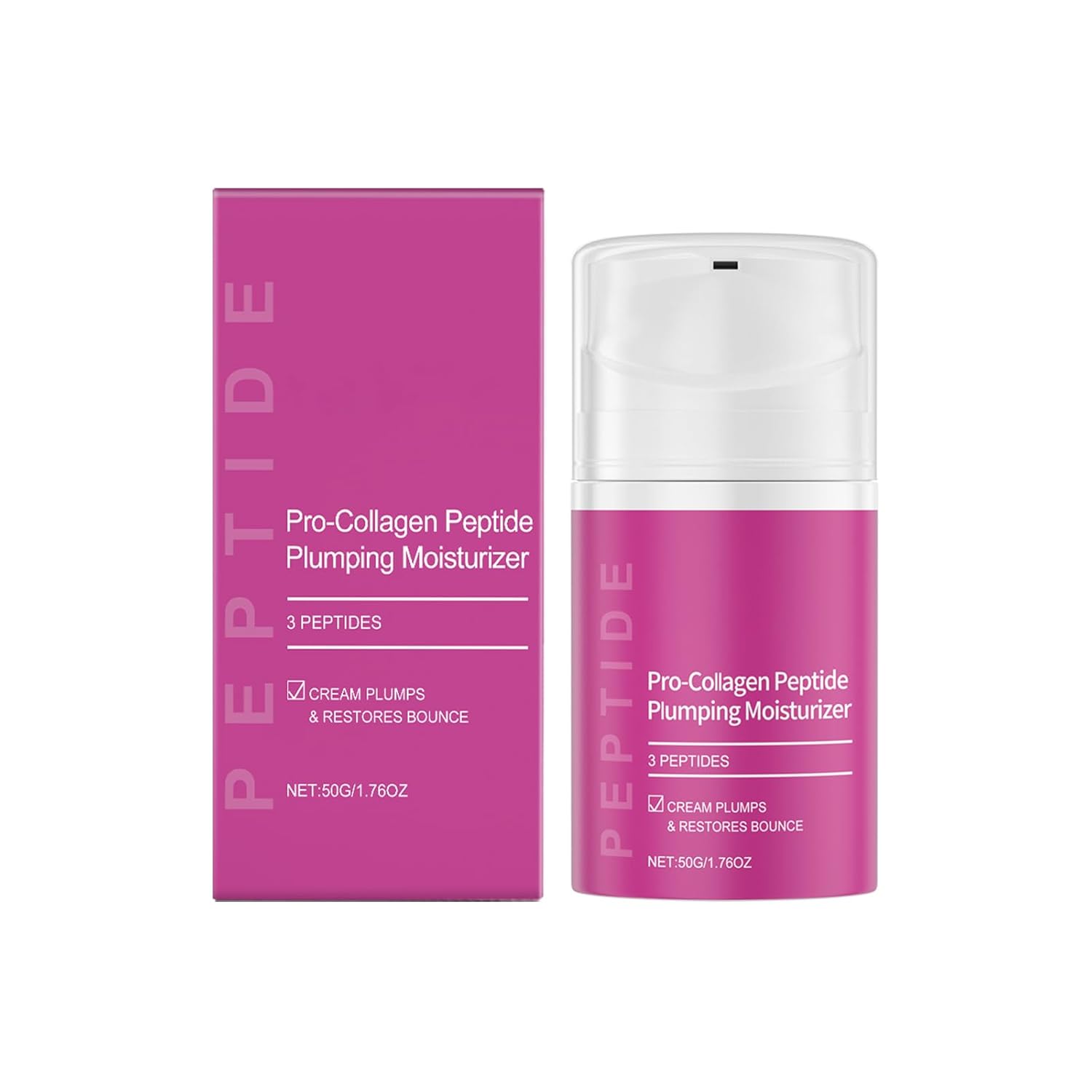 Pro-Collagen Peptide Face Moisturizer, Fast-Absorbing Hydrating Gel Cream with Hyaluronic Acid, Plumping & Firming Anti-Aging Moisturizer, Lightweight Oil-Free Daily Face Cream