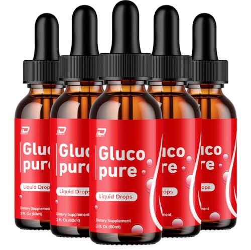 Gluco Pure Drops Healthy Formula - Dietary Supplement Drops - Extra Strength GlucoPure Liquid Drops, Gloco Pure Drops Reviews (5 Pack – 5 Month Supply)