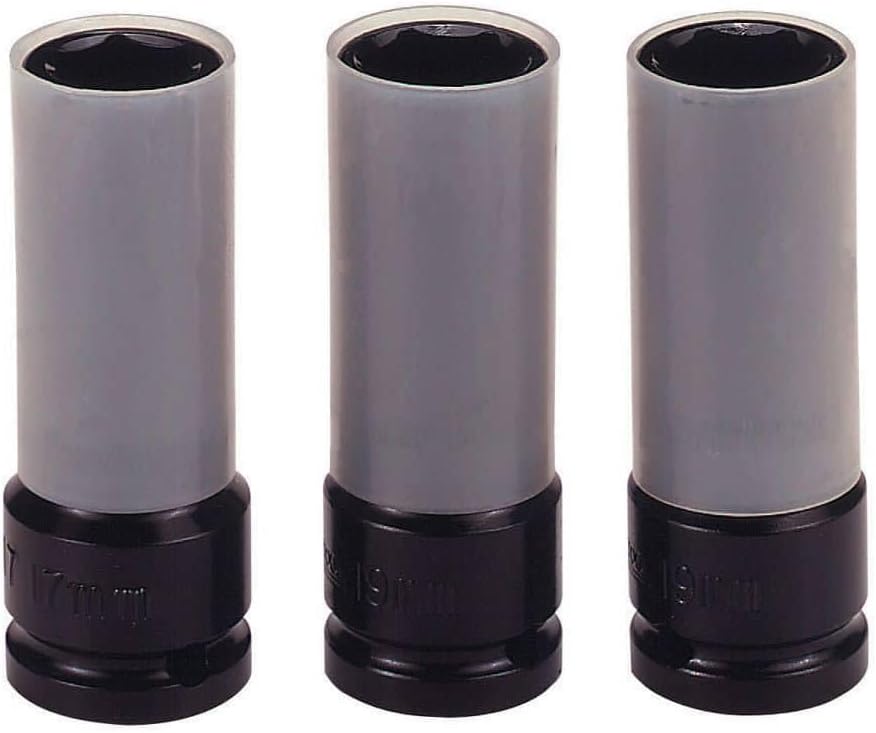 Teng Tools 1/2 Inch Drive 17, 19 & 21mm 6 Point Deep Metric Wheel Nut Impact Sockets - 9203N