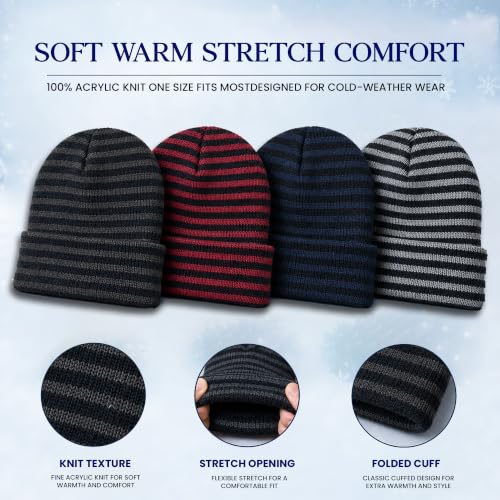 Image of YACHT & SMITH Winter Beanies, Bulk Cold Weather Thermal Warm Stretch Skull Cap, Mens Womens Unisex Hat