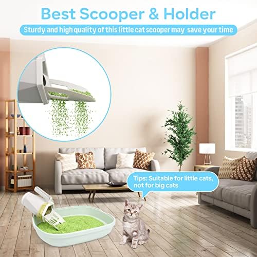 PWEZON Cat Litter Scooper with Bags, Upgraded Cat Litter Shovel with Holder and Waste Can, Cat Scooper with 120 Count Litter Waste Bags, Portable Litter Shovel