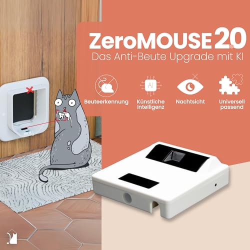 ZeroMOUSE 2.0 – Mauserkennung: Katzenklappen-Erweiterung für Beute- und Chiperkennung, Katzenklappe mit Mauserkennung, Katzenklappe mit Chiperkennung, App-Steuerung inklusive