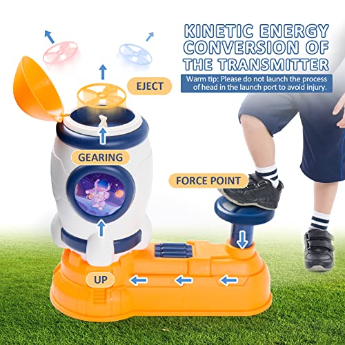Indoor Outdoor Toys For Kids,Loreinta Flying Disc Launcher Toy 3 4 5 6 Year Old Kids With 8 Flying Saucers 2 Net Pockets Hand Eye Coordination Stem Toys For Kids Ages 4-8+ Gift For Birthday Christmas #TOP1
