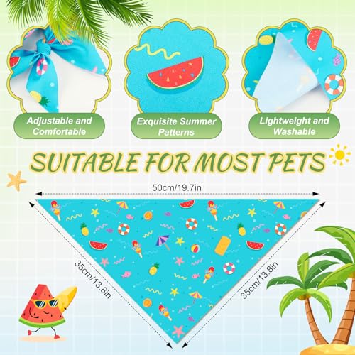 Image of Abbylike 50 Pieces Summer Themed Dog Bandanas Bulk Hawaiian Dog Bandanas for Pets Triangle Kerchief Scarf Bibs Set for Summer Pets Dogs Party Costume Accessories, 25 Styles (19.7 x 13.8 x 13.8)