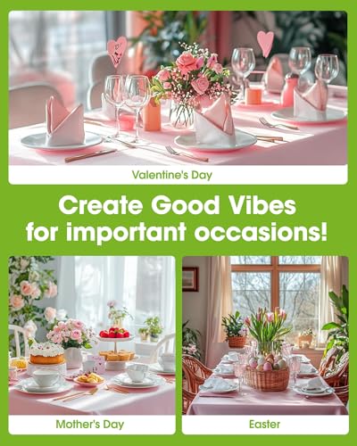 Image of Pureegg Plastic Table Cloth Disposable 20 Pack, 54 x 108 Inch Table Cloths, Easter Party, Valentines, Mothers Day Decorations, Tablecloths, Rectangle, Pastel Plastic Cover, Leakproof & Sturdy, Pink