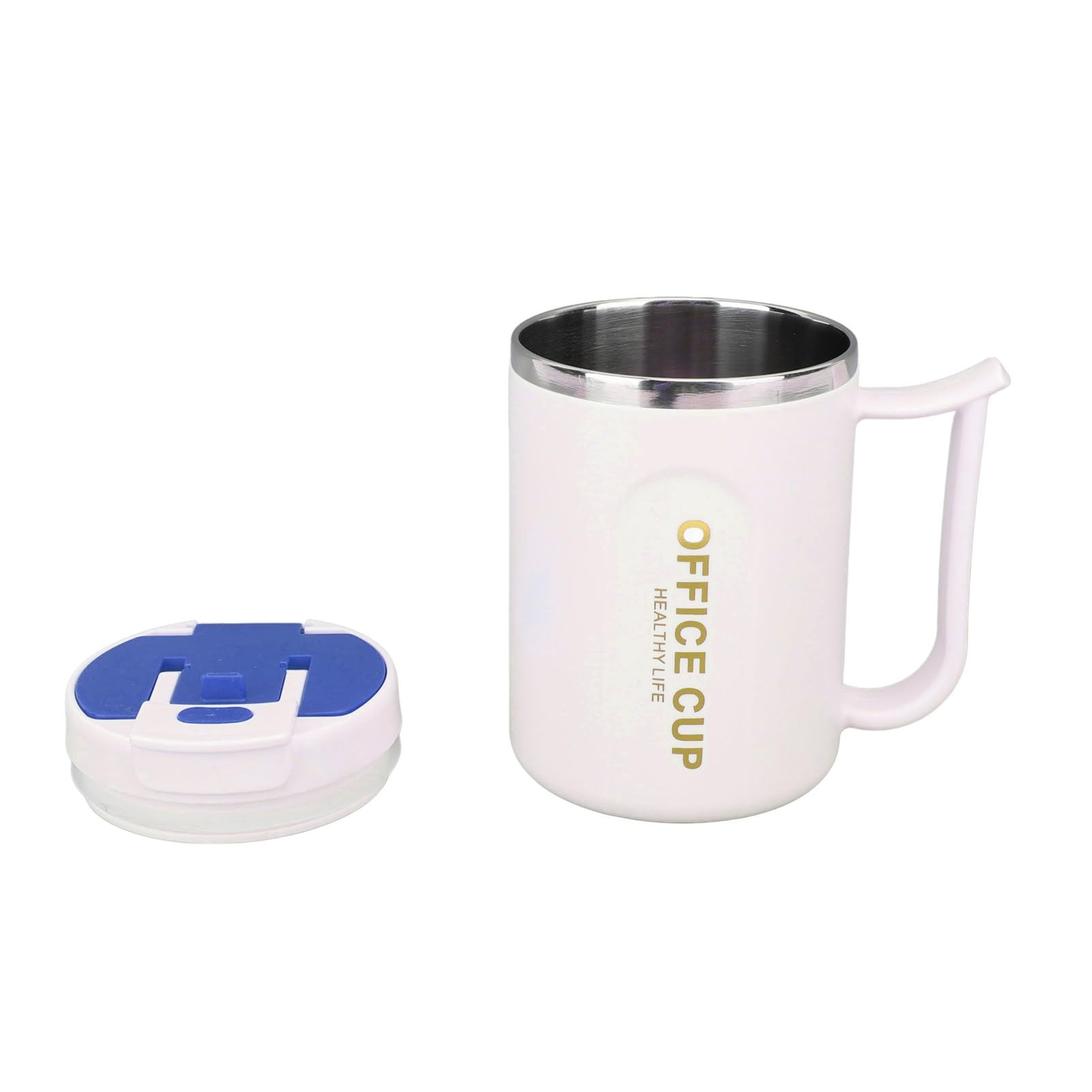 Amazon.com: Coffee Mug with Handle, 304 Stainless Steel Insulated Coffee  Mug Double Layer Anti Scalding Mug with Handle Lid Scoop (blue) :