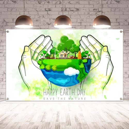 Happy Earth Day Photo Backdrop Save The Nature Banner April 22 Environmental Protection Earth Day Party Deocrations and Supplies for Home Classroom Office