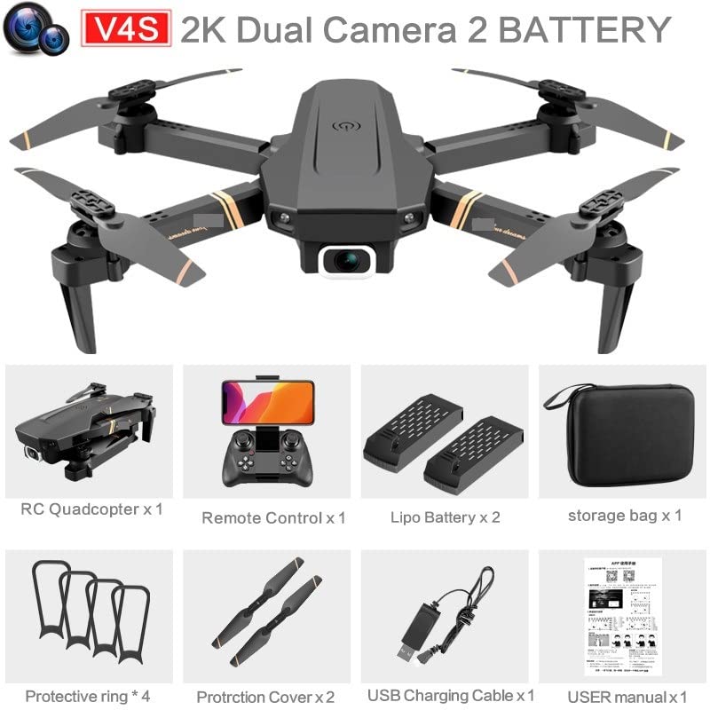Składany dron Quadcopter Profesjonalny dron 4K / 1080P HD Kamera szerokokątna WiFi Wysokość transmisji w czasie rzeczywistym Utrzymuj Quadcopter Składana zabawka drona (Kolor: 2K-Podwójna kamera-2B