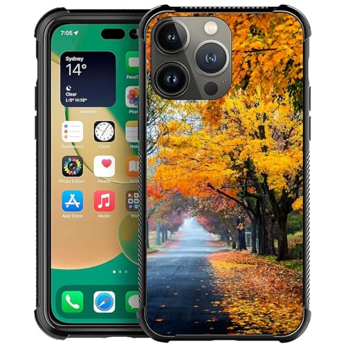 Coque iPhone 14 Pro antichoc en silicone souple au motif d'automne
