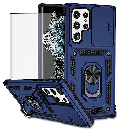 Coque Samsung S22 Ultra 5G avec anneau magnétique et protection écran verre