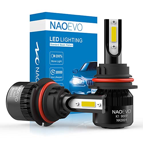 9007/Hb5 (Hi/Low) Led Headlight Bulbs, 60W 6400Lumens 6500K Cool White Super Bright, Naoevo Adjustable Beam Conversion Kit #TOP29