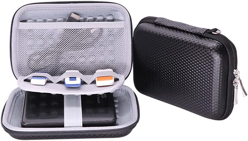 Hard Drive Case Bag, Shockproof Electronic Accessories Organizer Bag For 2.5 Inch Hard Drives, Power Bank, USB Cables, Headphones and Other Small Things,Black