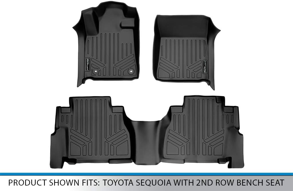 SMARTLINER Custom Fit Floor Mats 2 Row Liner Set for 2012-2022 Toyota Sequoia