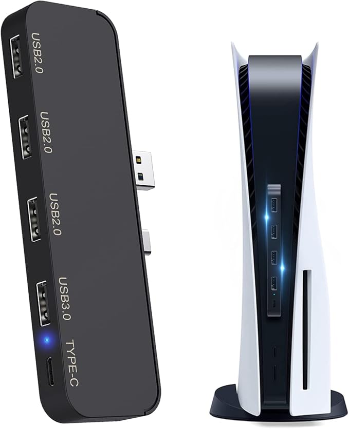 5 Ports USB Hub for PS5 Tendak High Speed USB 3.0 Extension Hub