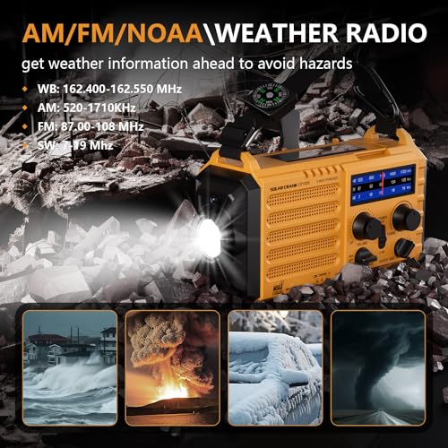 Emergency Weather Radio, Portable Solar Hand Crank Radio with NOAA/AM/FM/SW - image 8