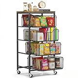 SUNALLY Rolling Cart with Drawers, 4-Tier Craft Storage Cart with Lockable Wheels, Metal Storage Drawer Cart Craft Organizer Art Cart for Kitchen, Bathroom, School, Studio, Office, Bedroom, Black