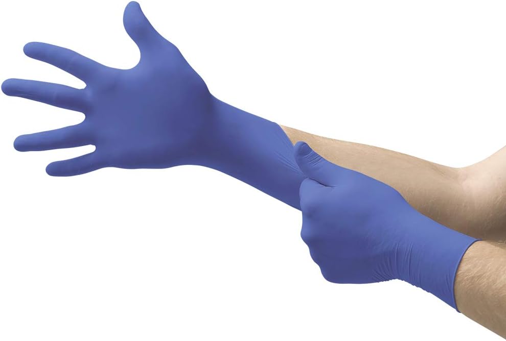 Micro-Touch Nitrile Disposable Gloves Non-Latex Multi-Purpose, Powder Free Nitrile Exam Glove for Healthcare, Cleaning, Veterinary or Laboratory Settings, Blue, Size Medium, Box of 200 Units