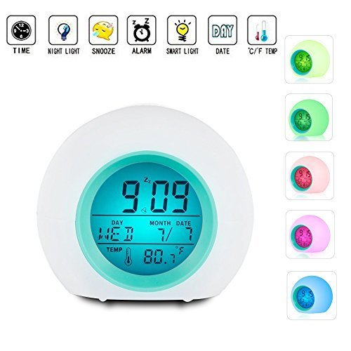 Vekey Alarm Kids Wake Up Light Clock Premium Digital Display Model, One Size, White