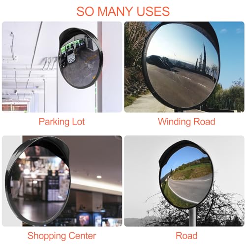Lectorias Ø30cm Verkehrsspiegel für Ausfahrten, Traffic Mirror Zimmer Deko, Konvexspiegel, Convex Spiegel, Sicherheitsspiegel für Einfahrten, Außenspiegel, Panoramaspiegel, Überwachungsspiegel,Schwarz
