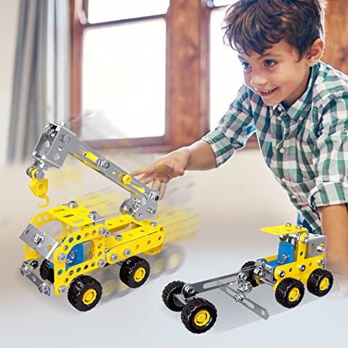 Image of Ferthor Fun 7 in 1 STEM Toys,Creative Set for Boys Age 8-12,Learning Engineering Kids Building Blocks Model Kits,Metal Construction Toys for Kids 8 9 10 11 12+ Year Old(180PCS No Motor)