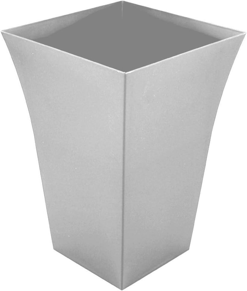 CrazyGadgetยฎ Large Milano Tall Planter Square Plastic Garden Flower Plant Pot Gloss Finish SILVER