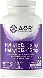AOR - Methyl B12 15mg, 60 Lozenges - Vitamin B12 Methylcobalamin - Promotes Healthy Nerve Support Supplement - Vegan B12 Supplement - Helps Prevent Vitamin B12 Deficiency - Methylated B12 Capsules