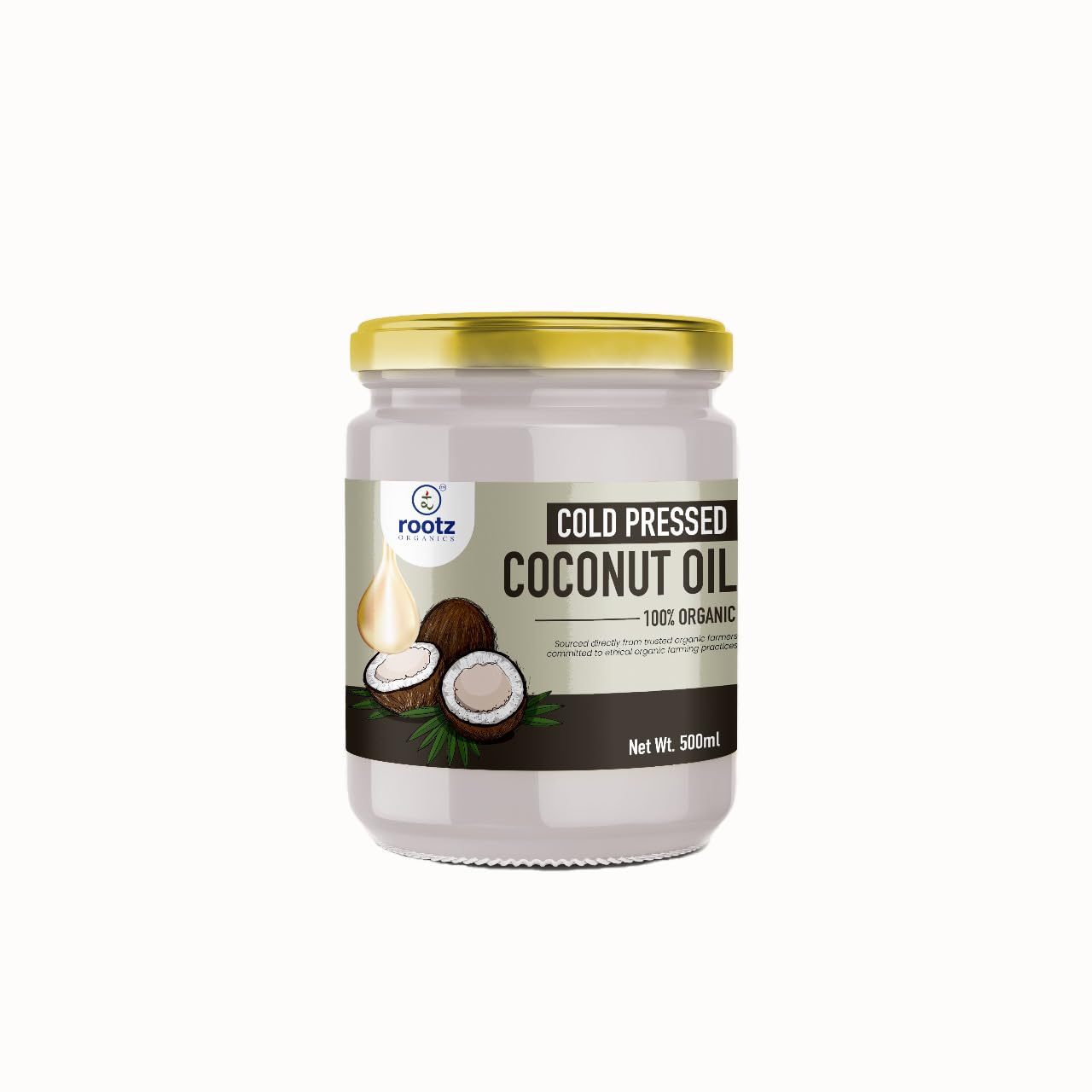 Rootz Organic ORGANIC COLPRESSED COCONUT OIL, 500 ML