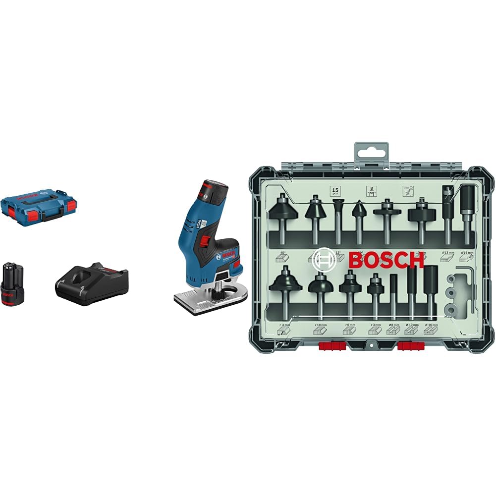 Bosch Professional Affleureuse sans Fil, kit 12V, 2 batteries 3.0 Ah