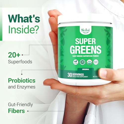 image for Nested Naturals Super Greens Daily Superfood Powder - Certified USDA O
