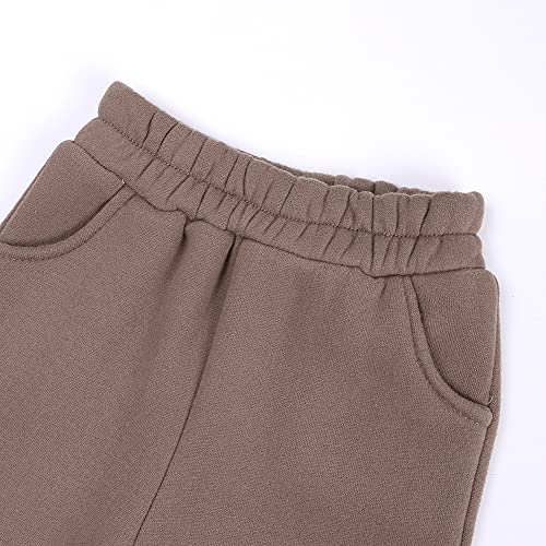 Zfttzymx Youth 2Pcs Brushed Fleece Sweatsuit Hooded Pullover Tracksuit Kids Boys Girls Sweatshirt + Pants Outfits Set #TOP3