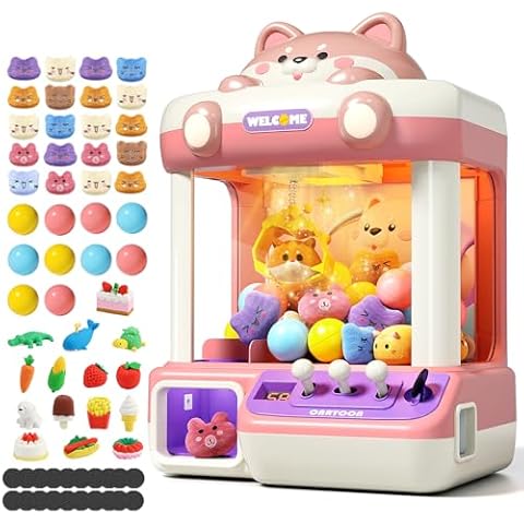 Jovow Claw Machine for Kids, Mini Vending Machine with Music, Prize Dispenser Toys for Girls and Boys, Electronic Claw Game Machine for Party Birthdays, Includes 45 Mini Toys (Large) Cover