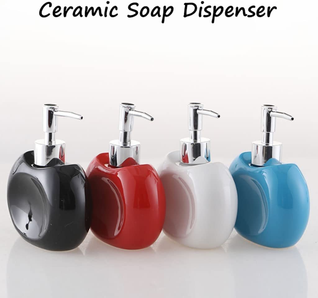 Distributore di sapone ricaricabile da 10,1 once, distributore di sapone in ceramica a forma di frutta, distributore di lozione con pompa, distributore di sapone e lozione ricaricabile (nero, 2 pezzi)